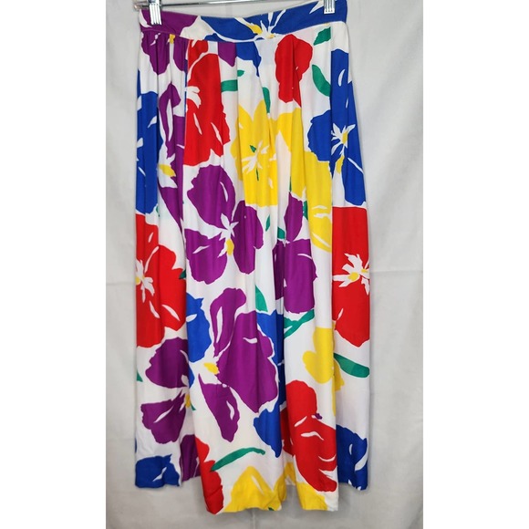Vintage 1990s Jimmy Garcia NY Skirt Bright Flowers - Picture 2 of 5